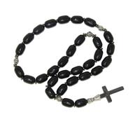 Jeannieparnell N763 Anglican Prayer Beads - Christian Worry Beads with Black Polyester - Handcrafted Meditation Rosary with Gemstone Cross for Devotion, Peace & Prayer