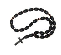 Jeannieparnell N764 Anglican Prayer Beads - Christian Worry Beads with Black Polyester - Handcrafted Meditation Rosary with Gemstone Cross for Devotion, Peace & Prayer