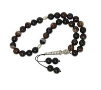 Jeannieparnell W47 Loose String Greek Komboloi Prayer Beads Worry Beads 10mm Agate Gemstone and Sterling Silver Handmade Design
