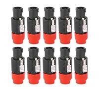Jeanoko 10PCS C NL4FC Humanized Conductive Speakon Cable Adapter Connector Audio Speakon Cable Mount Connector Twist Lock Speaker Plug for Cables 6~15mm(Red)