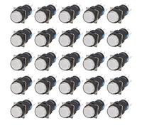 Jeanoko 25 Pcs Momentary Push Button Switch Self Reset with Sturdy Shell for Home Appliance 12V White Black Silver