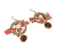 Jeanoko 2PCS Parrots Pine Cone Chewing Toy Natural Bird Swing Perches for Bird Cage Decoration 9.8x6.7in