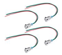 Jeanoko 4pcs LED Indicator Light Dash Bulbs Waterproof Pre-Wired Round 12-24V 2-Color Stainless Steel Round Led for Computer Modification for Car Modification (Red green) (1set)