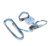 Jeanoko Adjustable AntiLost Cat Harness with Leash Soft Breathable Fabric Escape-Proof for Walking Cats and Small Pets (Blue)