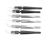 Jeanoko Anti Magnetic Soldering Tweezer Set Durable Reverse Design for Work 6PCS for Solder Joints, Circuit Board Repair Stainless Steel Ceramics