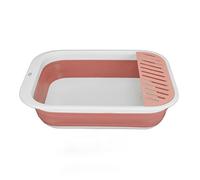 Jeanoko Cat Litter Box Semi Enclosed Foldable Design Easy Cleaning for Indoor Cats Kittens Medium Size PP and Silicone 1 Unit (Pink)