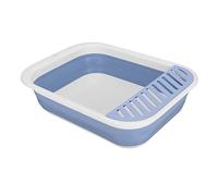 Jeanoko Cat Litter Box Semi Enclosed Foldable Design Easy Cleaning for Indoor Cats Kittens Medium Size PP and Silicone 1 Unit (Blue)