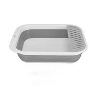 Jeanoko Cat Litter Box Semi Enclosed Foldable Design Easy Cleaning for Indoor Cats Kittens Medium Size PP and Silicone 1 Unit (Grey)