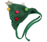 Jeanoko Christmas Pet Hat Adjustable Cute Dog Cat Headwear for Festive Celebrations Plush Polyester 1 Unit (Green)