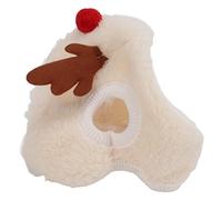 Jeanoko Christmas Pet Hat Adjustable Cute Dog Cat Headwear for Festive Celebrations Plush Polyester 1 Unit (Cream White)