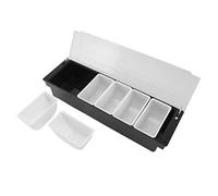Jeanoko Condiment Caddy, Plastic Seasoning Containers with Transparent Lid Detachable Design Multifunction Bar Fruit Caddy Kitchen Organization for Veges Fruits Seasonings(6 Compartments)