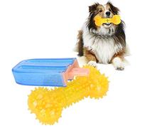 Jeanoko Dog Squeaky Toy Blue Popsicles Yellow Rice Bones Cool Down Teething Sticks Washing Teeth Tpr Bite-resistant Vent Products Popsicle Shape Chew Bone Stick With Sound Pet Interactive