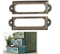 Jeanoko Drawer Label Retro Antique Style 20 Pcs DIY Drawer Signs for Students DIY, Yellow/Green/Red Bronze, for Wooden Boxes, Jewelry Boxes, Photo Albums, Card Holder (Green Bronze)