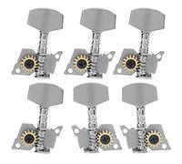 Jeanoko Guitar Tuning Pegs Keys, Silver Locking Tuners for Stable Ukulele Tuning, Durable Metal Heads for Easy Installation, 6 Pieces (Four left, two right, six sets)