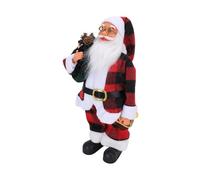 Jeanoko Hand Crafted Santa Doll Red Plaid Standing Holiday Decor with