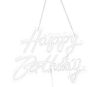 Jeanoko Happy Birthday LED Lights Romantic Neon Light Sign Acrylic Decoration for Party Bar, 15.7 X 12.2in (Cool White)