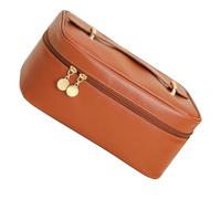 Jeanoko Large Capacity PU Leather Makeup Bag Stylish Beauty Storage for Travel Daily Life