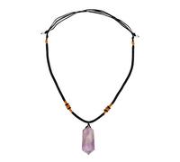 Jeanoko Natural Amethyst Quartz Pendant for Healing Fortune Adjustable Necklace 39-30cm Unique Hexagonal Prism Crystal Jewelry Gift