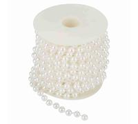 Jeanoko Pearl Wire Beads, 10m 8mm ABS Imitation Pearl Garland String with Grinding Finish, White Beige Bead Roll for DIY Wedding Christmas Window Decoration (White)