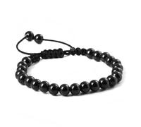 Jeanoko Stainless Steel Black Bead Bracelet Stylish Adjustable Gift for