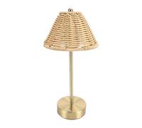 Jeanoko Table Lamp Boho Style Compact Eye Caring USB Powered Rattan Woven Light for Bedside Bedroom Reading
