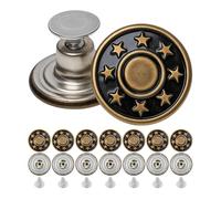 Jeans Button Replacement KIT, Ø 20 mm, 20 Pack Brass Button + Rivet, Repair Your Jeans Button, Trouser Buttons Metal, Rust-Free, Pants Button, Jeans Button 20 mm, Jeans Button Repair, Button Stars