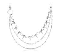 Jeans Chain for Men Women, Punk Layered Wallet Chain, Biker Trouser Chains, Multi Layer Pants Chains, Silver Rivet Pocket Rock Accessory for Boot Belt Gothic Hip Hop Rock Jewelry Gift