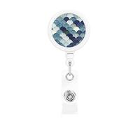 Jeans Denim Patchwork Style Ocean Waves Pattern Retractable Badge Holder Reel Clip Id Card Holder forNurse Student Office Worker