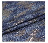 Jeans Fabric with Sequins Embroidery After Washed Denim DIY Sewing Dress Blazer Suits Telas 50X150cm for Dressmaking, Art Craft, Sewing, Quilting(Deep Blue)