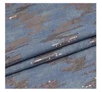 Jeans Fabric with Sequins Embroidery After Washed Denim DIY Sewing Dress Blazer Suits Telas 50X150cm for Dressmaking, Art Craft, Sewing, Quilting(Light Blue)