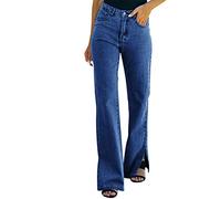 Jeans Flared Jeans Women's High Waist Straight Leg Regular Flared Trousers Elegant Flared Jeans Bootcut Jeans Trousers Width 90s Flared Trousers Wash Effect, A1 BLUE, XL
