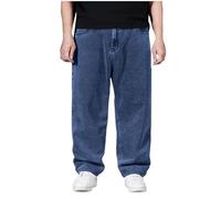 Jeans for Men UK Baggy Jean Straight Wide Leg Denim Pants Smart Casual Loose Fit Bottoms Plain Colour Trousers with Pockets Outside Hiking Walking Trouser All Waist 10-26