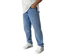 Jeans for Men UK - Light Blue Denim Pants Regular Fit Straight Relaxed Jeans Stretch Flat-Front Denim Pants Casual Business Jeans Lightweight Lounge Trousers Comfortable Wrinkle-Resistant Pants