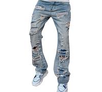 Jeans for Men UK Mens Jeans Ripped Distressed Bootcut Denim Trousers Slim Fit Cargo Pants Straight Leg Smart Jegging,Men's Hip Hop Streetwear Summer Lightweight Bottom
