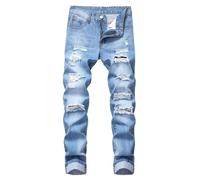 Jeans for Men UK Mens Jeans Ripped Stretch Regular Fit Jean Skinny Slim Fit Distressed Destroyed Straight Leg Elasticated Waist Denim Trousers Designer Classic Basic Denim Pants Blue 40