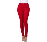 Jeans for Women High Waist Stretch Slim Fit Butt Lifting Denim Pants Classic Solid Color Casual Jeggings Red Medium