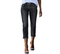Jeans for Women Stretch High Waist Three-Quarter Jeans Women's Slim Fit Washed Denim Trousers Comfortable Denim Pants Regular Fit Skinny Jeans Elastic Waist Capri Jeans Short Jeans, black, XXL