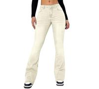 Jeans for Women UK High Waist Wide Leg Jeans Tummy Control Pull On Straight Leg Denim Pants Baggy Bootcut Stretch Flared Trouser with Pocket Ladies Casual Comfy Trousers for Work Sport Vacation