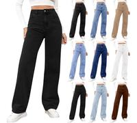 Jeans for Women UK Ladies Jeans Women's Fashion Baggy Womens Trousers Elasticated Waist Straight Leg Joggers Stretch Denim Pants Outdoors,Travel,Work,Leisure,Sports,Daily Life