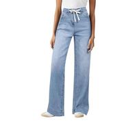 Jeans for Women Wide Leg, Casual High Waisted Denim Trousers with Drawstring Tie Waist, Ladies Relaxed Fit Straight Leg Comfy Lounge Pants with Side Pockets Sky Blue