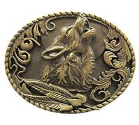 JEAN'S FRIEND Antique Bronze Plated Wolf Wildlife Oval Belt Buckle also Stock in the US