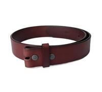JEAN'S FRIEND Brass Snap On Solid Genuine Leather Belt Without Buckle Multi Color and Length Size Choices, Red Brown, 110-120 cm/XXL