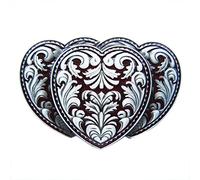 JEAN'S FRIEND Red Enamel Triple Hearts Western Rodeo Belt Buckle Gurtelschnalle