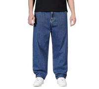 Jeans Men's Baggy Denim Pants Y2K Hip Hop Streetwear Jeans Wide Leg Trousers Washed Ski Trousers Straight Leg Pants Loose Large Sizes Jeans Robust Workwear, Bu2, 18