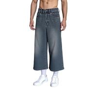 Jeans Men's Baggy Straight Leg Jeans Y2K Skate Trousers with Wide Leg Hip Hop Streetwear Vintage Denim Trousers for Men Loose Men's Jeans Zip Jeans with Pockets, blue, M