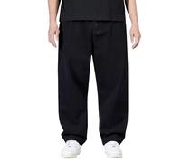 Jeans Men's Baggy Wide Leg Casual Trousers Plus Size Jeans with Pockets Oversized Jogging Bottoms with Elastic Band Loose Fit Denim Trousers Plain Men's Trousers Hip Hop Streetwear Skateboard, black