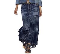 Jeans Skirt Women's Long Maxi Skirt with Pockets, Denim Skirt Blue Midi High Waist Skirts Large Sizes Patchwork Wrap Skirt for Women Skirt Swing Plain Casual Skirt Autumn Skirt Summer Skirt Elegant,
