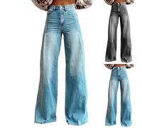 Jeans Women's Vintage Flower Print Casual Wide Leg Pants Denim Palazzo Trousers for Women Loose Fit Summer Trousers with Pockets Stretchy Baggy Trousers High Waist Jeans Lounge Pants Harem Pants