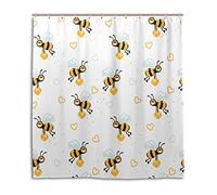 jeansame Customizable Bath Shower Curtains Bathroom Curtain Cute Animal Yellow Bees Honey 66 x 72 Inch