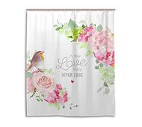 jeansame Customizable Bath Shower Curtains Bathroom Curtain Roses Robin Birds Floral Love Valentines Birthday 60 x 72 inch